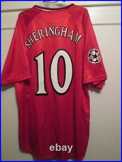 Manchester United Sheringham Treble Signed Football Shirt with COA /56209
