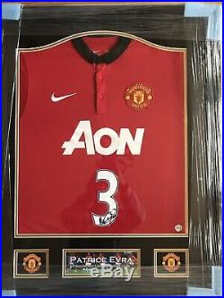 Manchester United Shirt Hand Signed By Patrice Evra Framed & Certified COA Inc