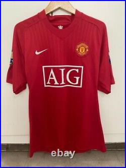 Manchester United Shirt Home 2007/08 MATCH WORN Nani Size L COA Signed Original