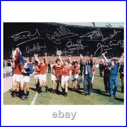 Manchester United Signed 1977 FA Cup Final Winners Photo Man Utd Autograph COA
