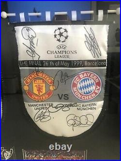 Manchester United Signed 1999 Champions League Signed Pennants With COA's