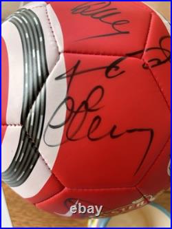 Manchester United Signed Football With Club COA Scholes, Tevez, Evra, Vidic + +
