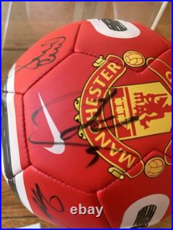 Manchester United Signed Football With Club COA Scholes, Tevez, Evra, Vidic + +