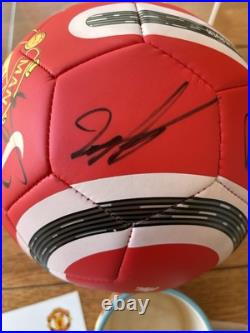 Manchester United Signed Football With Club COA Scholes, Tevez, Evra, Vidic + +