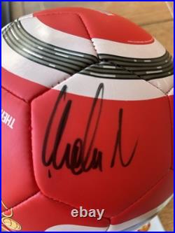 Manchester United Signed Football With Club COA Scholes, Tevez, Evra, Vidic + +