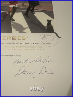 Manchester United Signed Lithograph Ronaldo Charlton Law Ballon D'Or 1968 2008