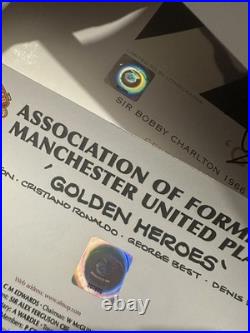 Manchester United Signed Lithograph Ronaldo Charlton Law Ballon D'Or 1968 2008
