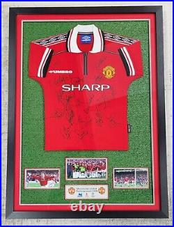 Manchester United Signed Treble Winners Squad Signed Shirt Framed With COA