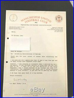 Manchester United. Sir Matt Busby Signed Letter Giving Story From Ww2. Unique