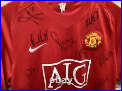 Manchester United Squad Signed 2008 Shirt Rooney 10 Ronaldo & Champions League