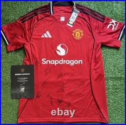 Manchester United Squad Signed 25/26 Home Shirt with OFFICIAL MUFC CLUB COA BNWT