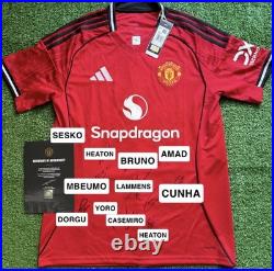 Manchester United Squad Signed 25/26 Home Shirt with OFFICIAL MUFC CLUB COA BNWT