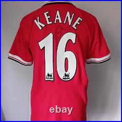 Manchester United Treble Number 16 Retro Home Shirt Signed Roy Keane