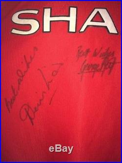 Manchester United Treble Shirt Signed Best Law Charlton Letter Of Guarantee