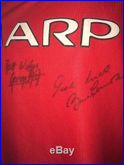 Manchester United Treble Shirt Signed Best Law Charlton Letter Of Guarantee