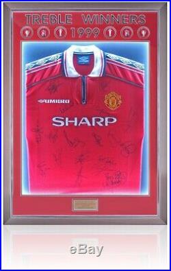 Manchester United Treble Winners 1999 Official Home Shirt Hand Signed By 17 LED