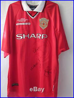 Manchester United Treble Winners 99 Squad Signed Football Shirt with COA /11379
