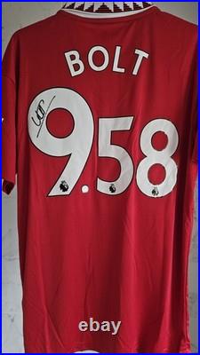 Manchester United Usian Bolt Hand Signed Shirt Manchester United Usian Bolt Hand Signed Shirt