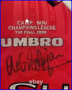 Manchester United signed 1999 Treble Champions League winners shirt Beckham