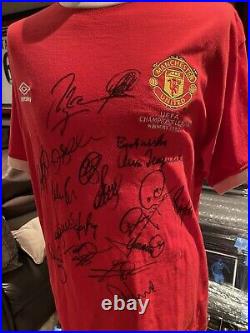 Manchester United signed 1999 Treble winners training shirt Beckham Ferguson