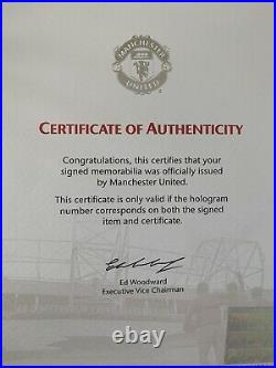 Manchester United signed Home shirt. Includes Rooney and Fletcher