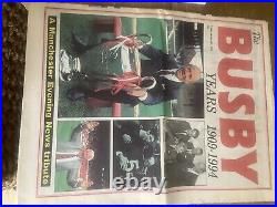 Manchester united signed football ball plus MEN busby tributes 30 page each