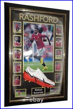 Marcus Rashford of Manchester United Signed Football Boot Autographed Display