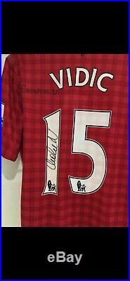 Match Worn Manchester United 2012/13 Vidic Signed Home Shirt 20th Title