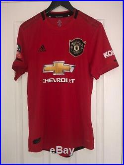 Match Worn Manchester United FA Cup Shirt Unwashed And Signed 19/20