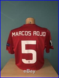 Match Worn Manchester United Marcos Rojo Europa League Shirt 2017 Signed