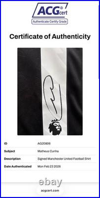 Matheus Cunha Manchester United Signed Shirt ACG Authentication Proof & COA