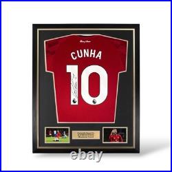 Matheus Cunha Signed Manchester United 2025/26 Home Shirt- Deluxe Framed