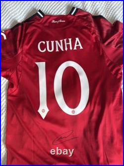 Matheus Cunha Signed Manchester United Shirt Old Trafford Genuine Brazil