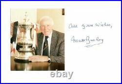 Matt Busby Hand Signed Manchester United Club Card Very Rare Holding Fa Cup