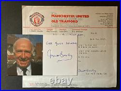 Matt Busby Hand Signed X 2 Manchester United Club Card Man Utd & Letter 1987
