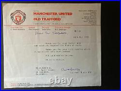 Matt Busby Hand Signed X 2 Manchester United Club Card Man Utd & Letter 1987
