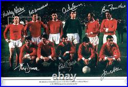 Multi Signed 1968 Manchester United Squad 18x12 Autograph Photo AFTAL COA RARE