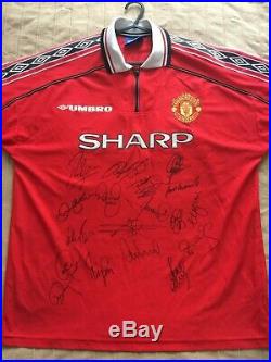 Multi Signed Manchester United 1998 1999 Treble Home Shirt