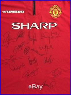 Multi Signed Manchester United Man Utd Treble 1998 1999 Home Shirt Beckham
