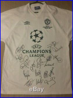 Multi Signed Manchester United Man Utd Treble Shirt Champions League 1999
