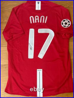 Nani Signed Manchester United 2008 UCL Final Shirt With Photo Proof