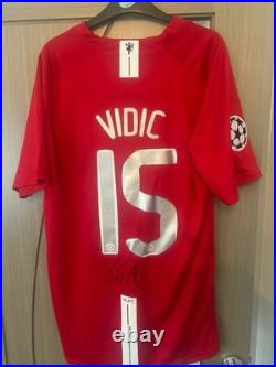 Nemanja Vidic Manchester United Signed Football Shirt with COA and Proof Rare