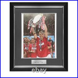 Nemanja Vidic Signed Manchester United Football Photo. Deluxe Frame