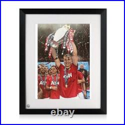 Nemanja Vidic Signed Manchester United Football Photo. Framed