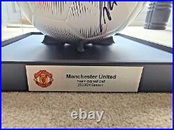 Official 2023/24 Manchester United Team Signed Ball Autographs with COA Display