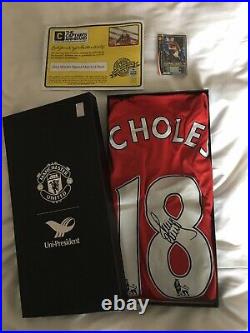 PAUL SCHOLES Manchester United Genuine Signed 2009/10 Jersey COA Proof Boxed