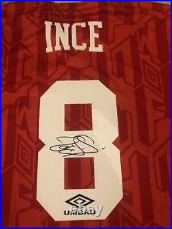 Paul Ince Hand Signed Home Shirt 1994 Manchester United + Coa