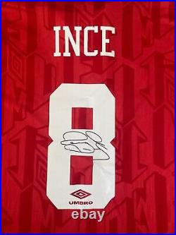 Paul Ince Hand Signed Manchester United Home Shirt Autograph England