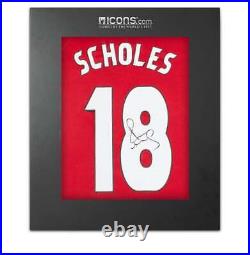 Paul Scholes Back Signed 1999 Manchester United Home Shirt UCL Edition In Delux