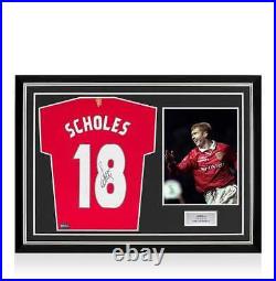 Paul Scholes Back Signed Manchester United 2021-22 Home Shirt UCL Edition In He